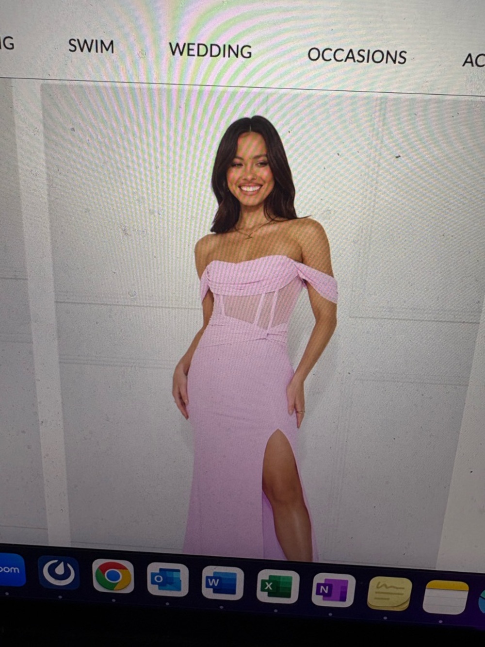 Hello Molly One-Shoulder Corset Maxi Dress in Light Pink